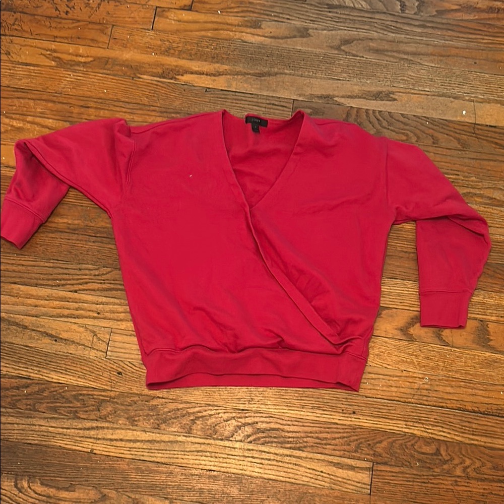 J.Crew Women's Hot Pink V-Neck Faux Wrap Sweater size Medium - Picture 1 of 6